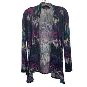 Status Womens Open Front Cardigan Long Sleeve Multicolor Print Size Large